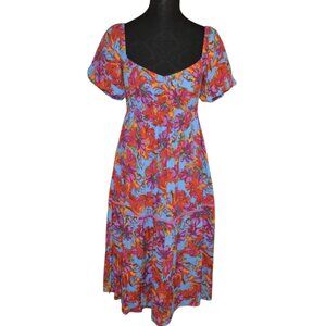 Lost + Wander Hydra Springs Tropical Floral Short Sleeve Vacation Beachy Dress